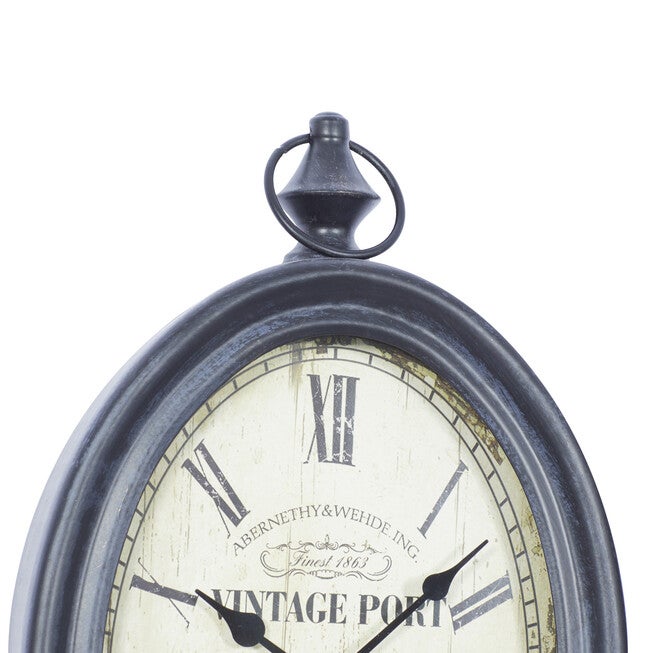 Set Of 2 Black Metal Vintage Wall Clock, , alternate image number 7