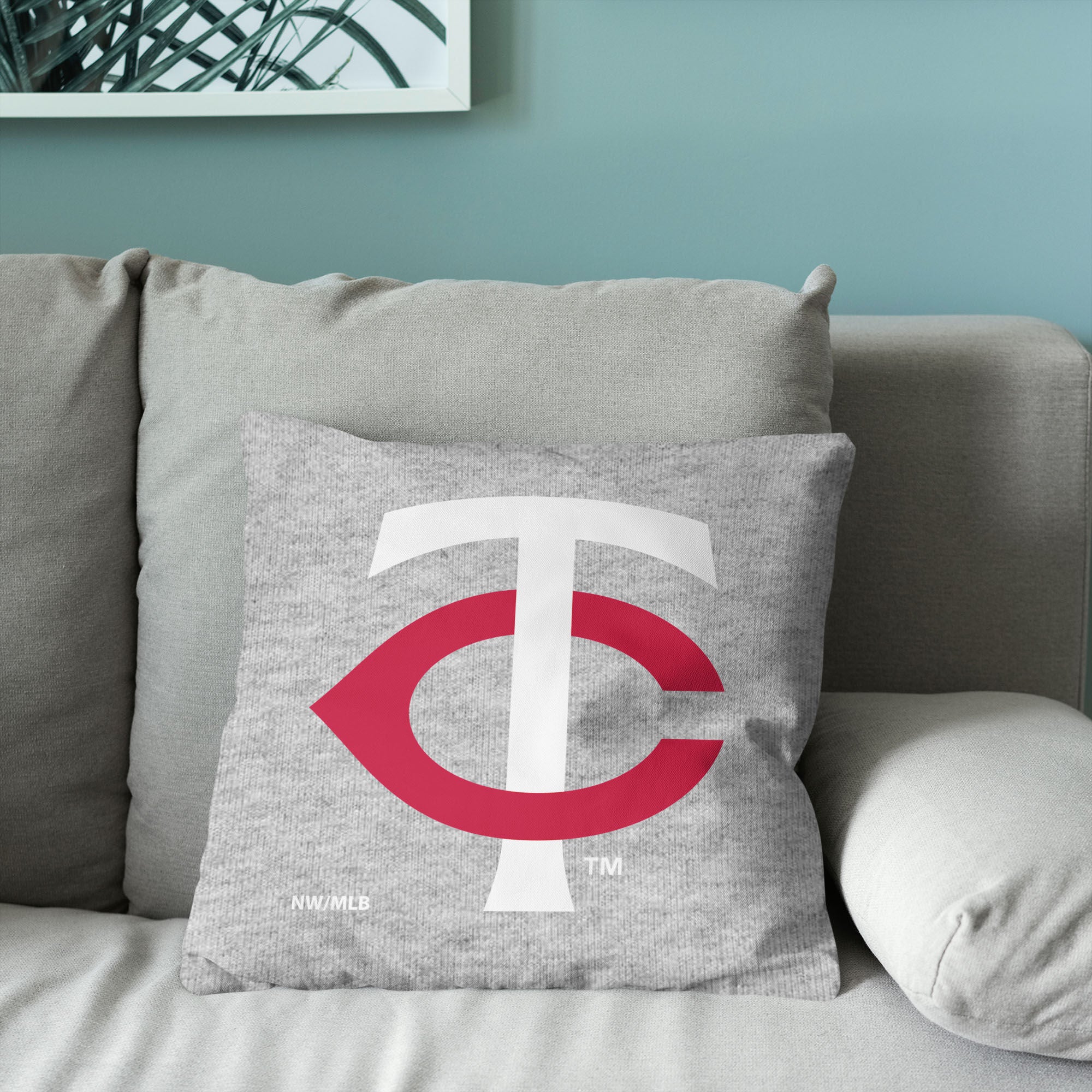 Minnesota Twins MLB Primary Sweatshirt PIllow 16 Inches, GRAY, alternate image number 3
