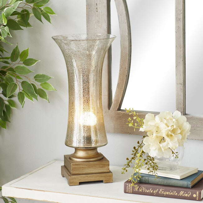 Set Of 2 Gold Glass Glam Uplight, , alternate image number null