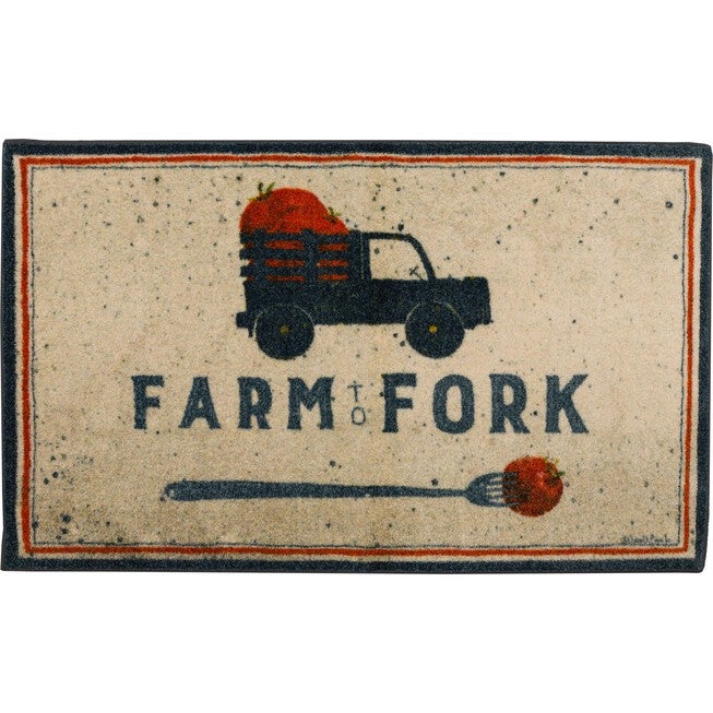 Farm To Fork Grey Kitchen Rug, GREY, hi-res image number 0