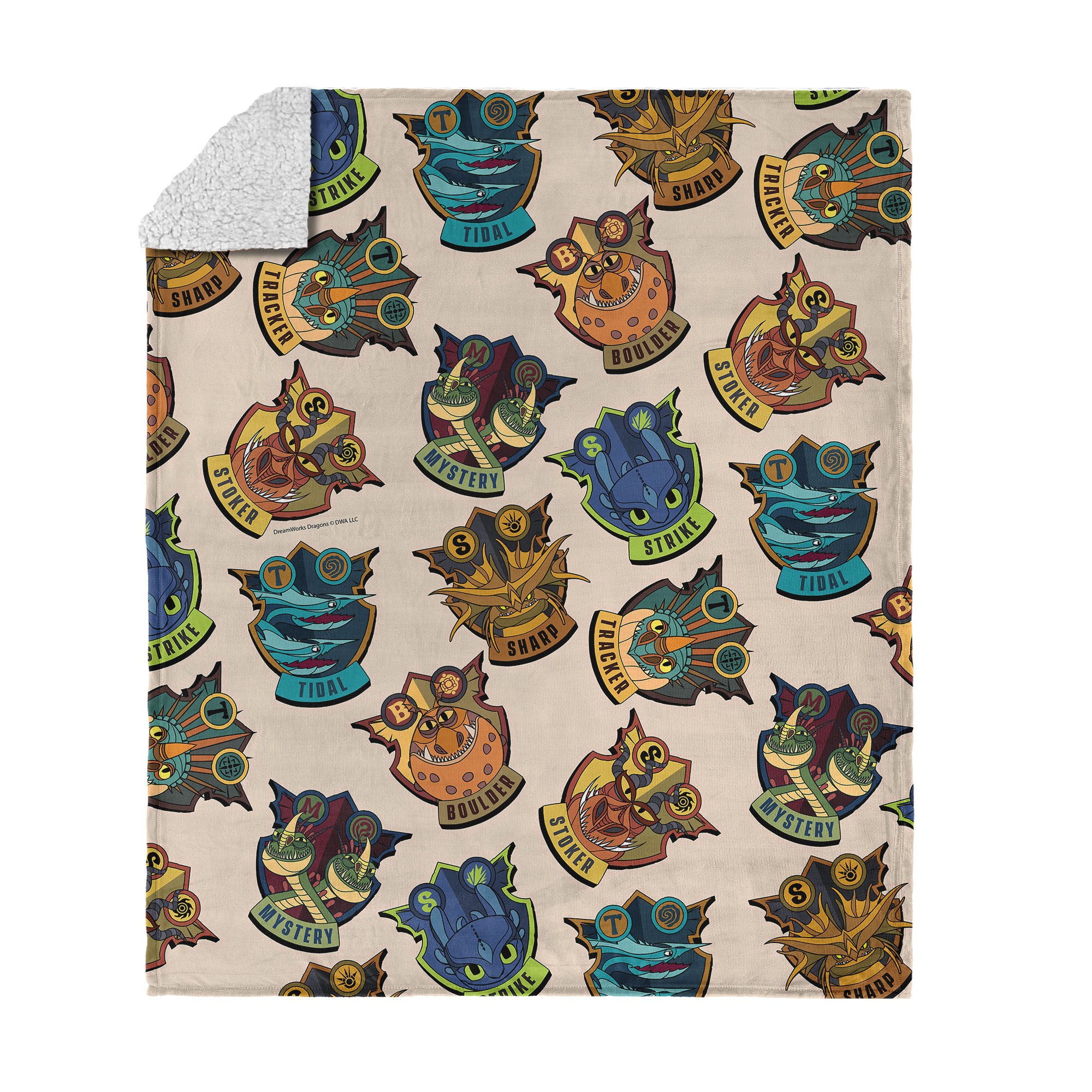 How to Train Your Dragon Dragon Badges Silk Touch Sherpa Throw Blanket 50x60 inches, BROWN, hi-res image number 0