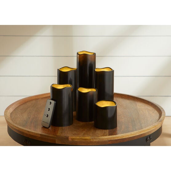 Remote-Controlled LED Candles, Set of 6, BLACK, hi-res image number null