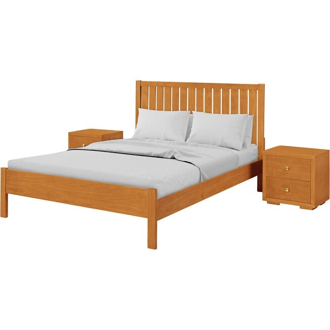 Graham Wooden Platform Bed in Walnut, King with 2 Nightstands, CHERRY, alternate image number 1