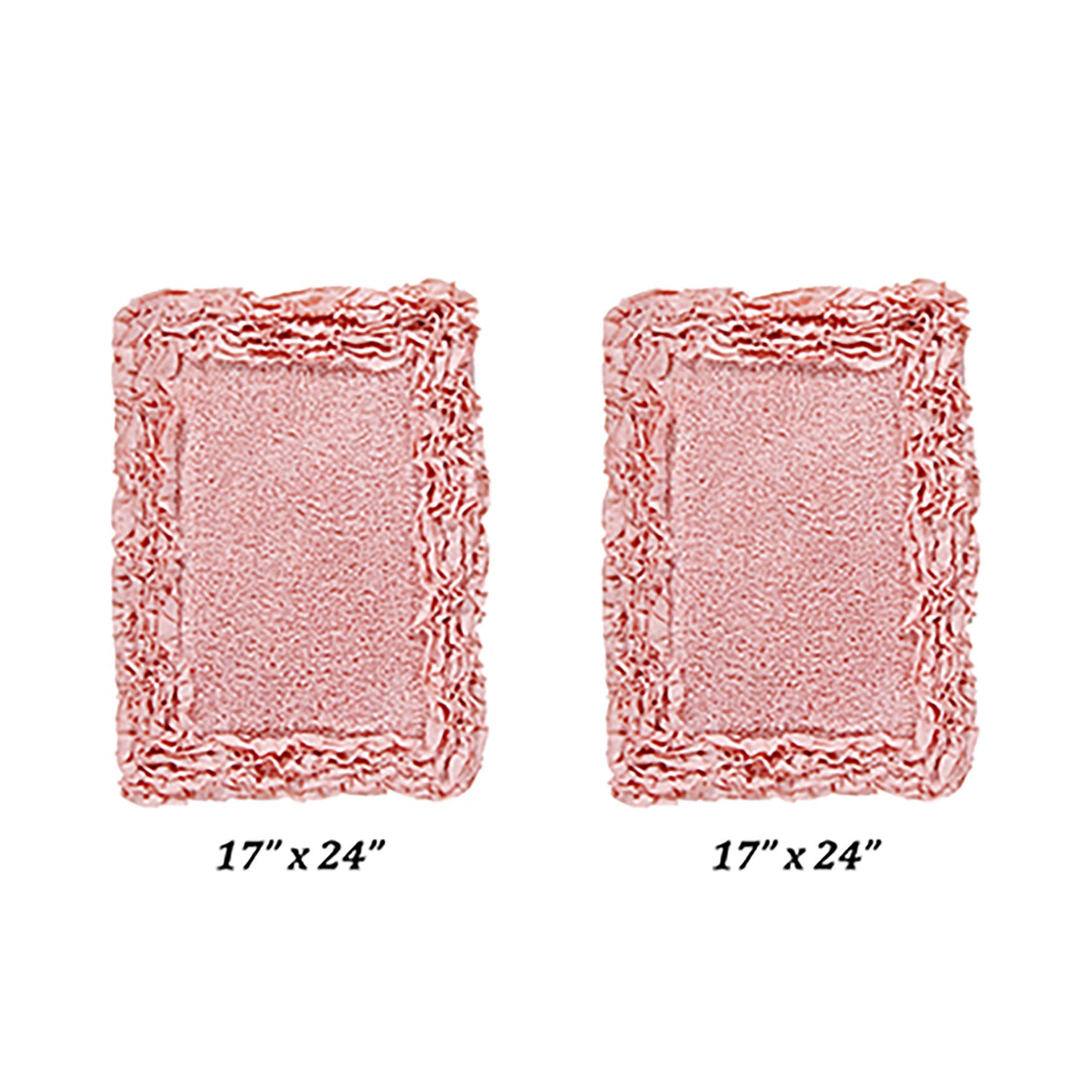 Shaggy Border Bath Rug Mat, 2 Pc Set, (17 inches X 24 inches | 17 inches X 24 inches), PINK, hi-res image number 0