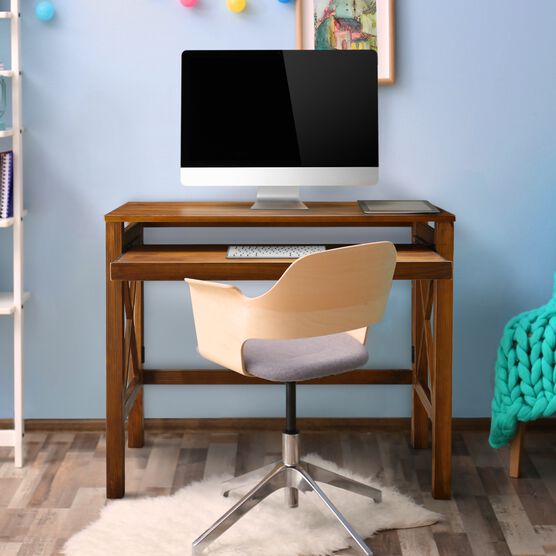 Montego Folding Desk with Pull-Out-Warm Brown, , alternate image number null