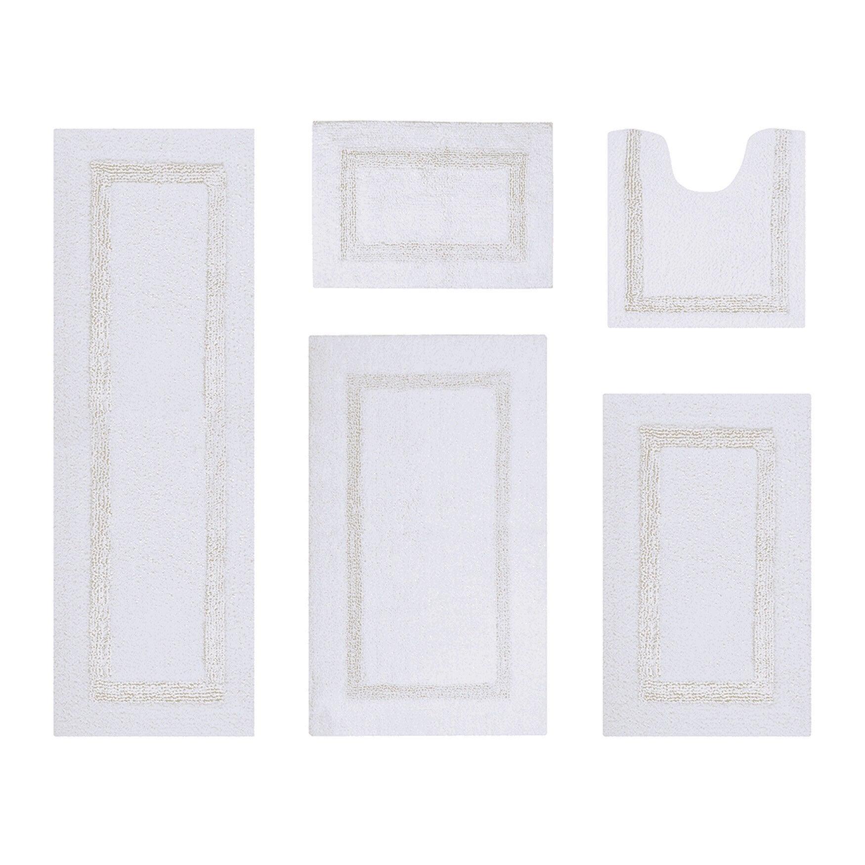 Hotel Collection 100% Cotton 5 Piece (17 inches X 24 inches | 20 inches X 20 inches | 21 inches X 34 inches | 24 inches X 40 inches | 20 inches X 60 inches) Bath Rug Set, WHITE IVORY, hi-res image number 0