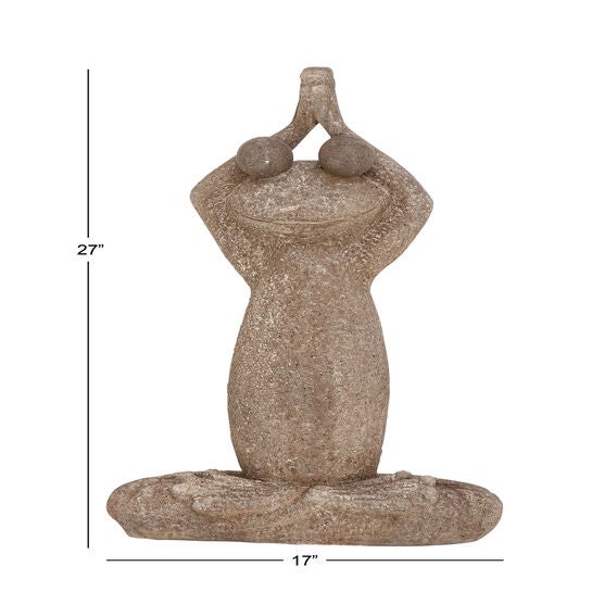 Brown Ceramic Eclectic Frogs Garden Sculpture, , alternate image number null