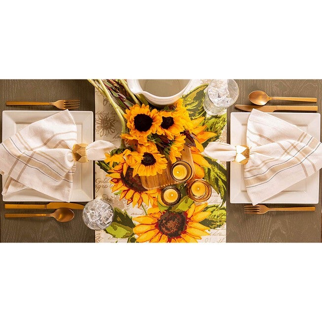 Rustic Sunflowers Printed Table Runner 14x108, , alternate image number null