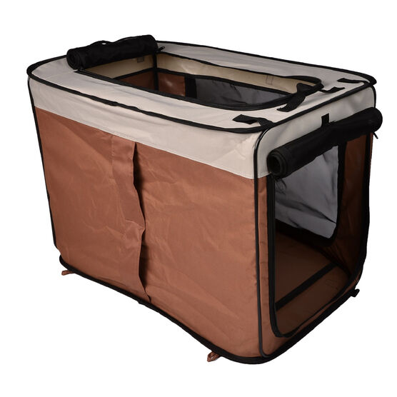 Large Portable/Foldable Kennel, 31.8" x 22.5" x 24.5"/25.6" x 20.86" x 2.35", Brown, , alternate image number null