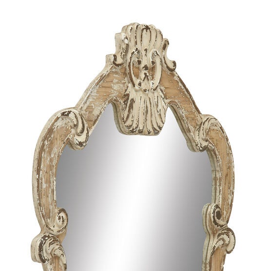 Cream Vintage Wood Wall Mirror, , alternate image number null