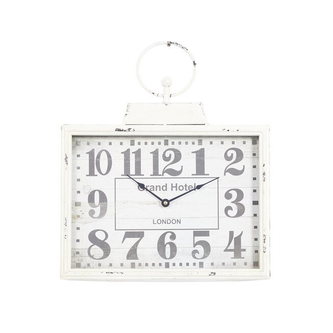 White Vintage Metal Wall Clock, WHITE, hi-res image number 0