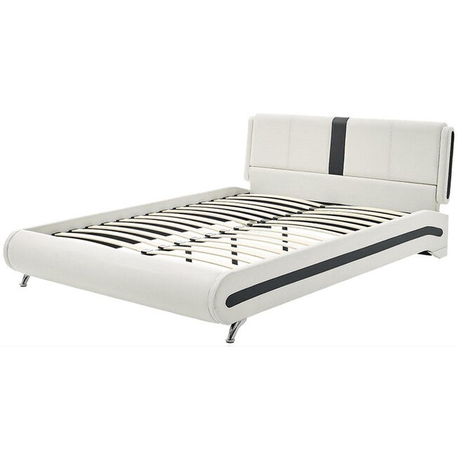 Carlton Platform Bed, King, White with 2 Nightstands, WHITE, alternate image number null