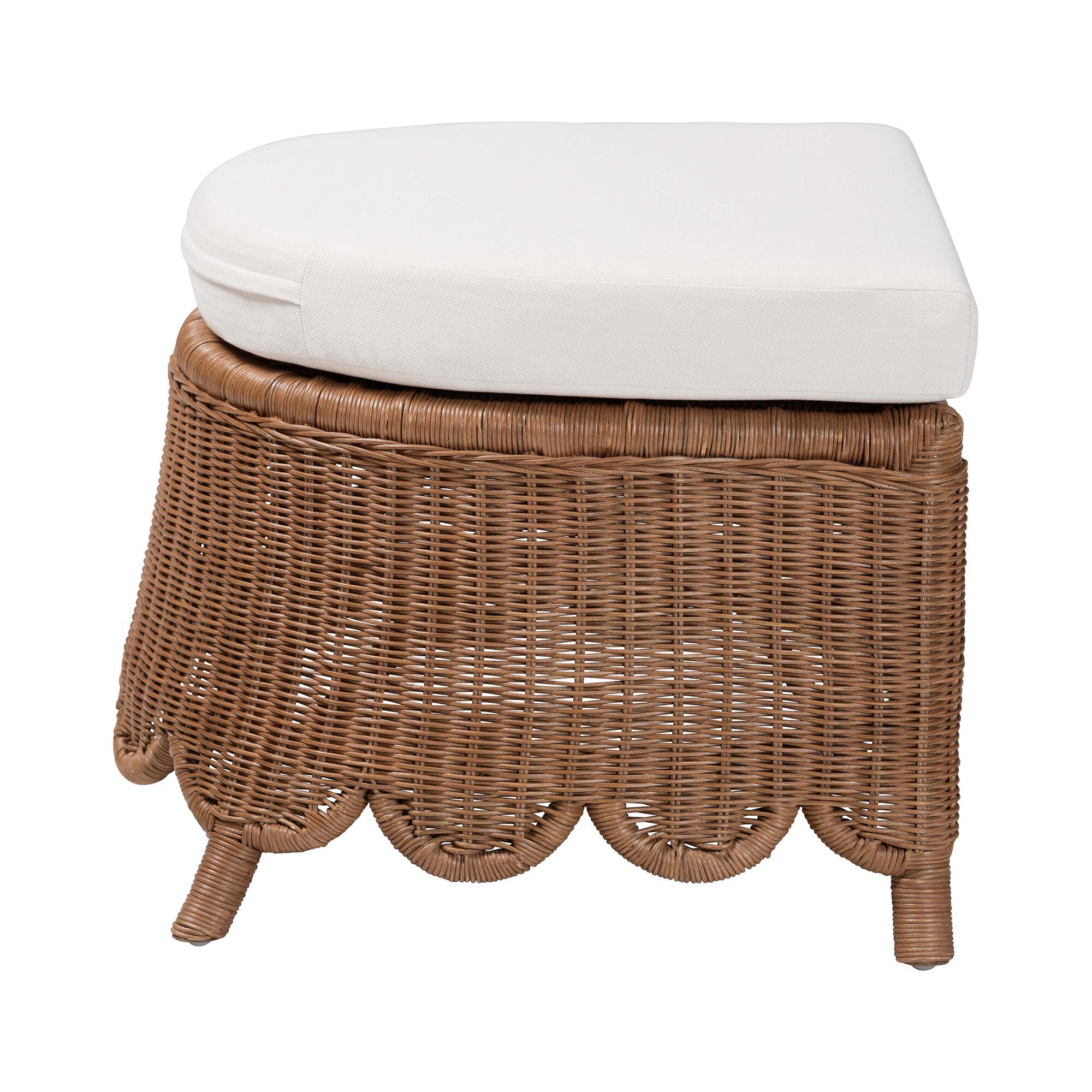 Detta Natural Rattan Footstool with Cushion, BROWN, alternate image number 3
