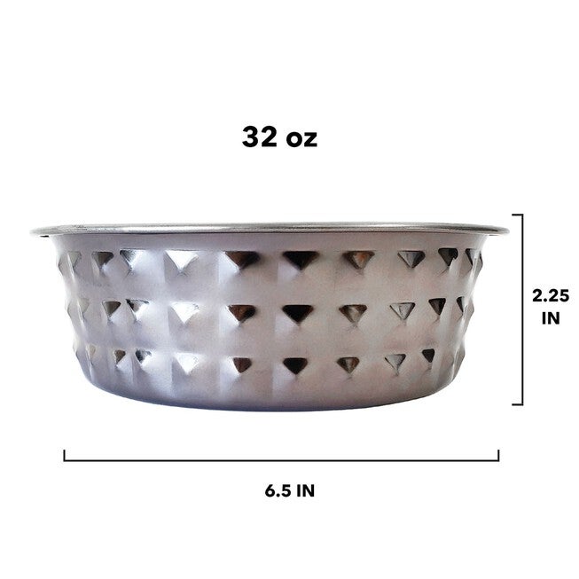 Stainless Steel Diamond Textured Dog Bowl - Black Pearl, , on-hover image number 1