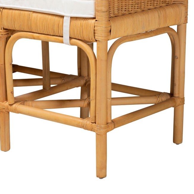 Nairi Modern Bohemian Natural Brown Rattan Bench, , alternate image number 4