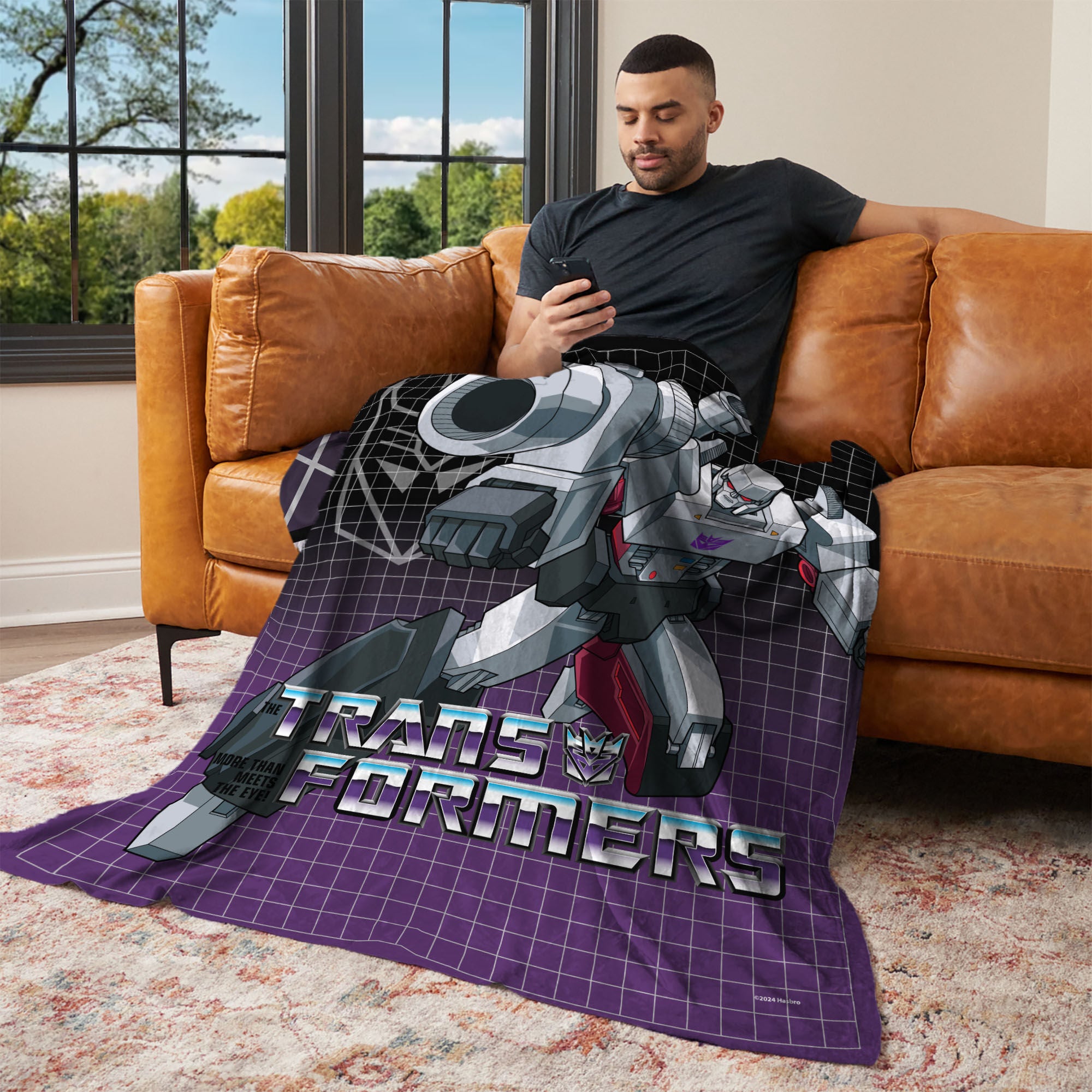 Hasbro Transformers G1 Grid Megatron Silk Touch Throw Blanket 40X50 Inches, GRAY, alternate image number null