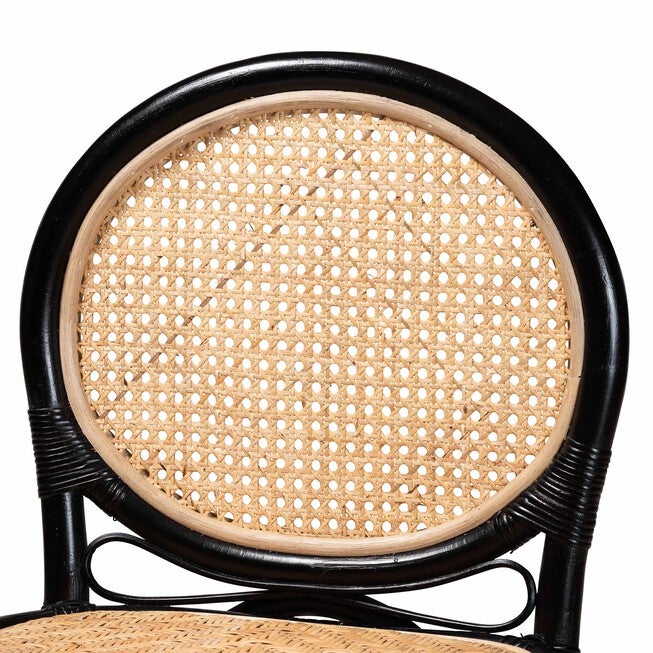 Ayana Mid-Century Modern Two-Tone Black And Natural Brown Rattan Counter Stool, , alternate image number null