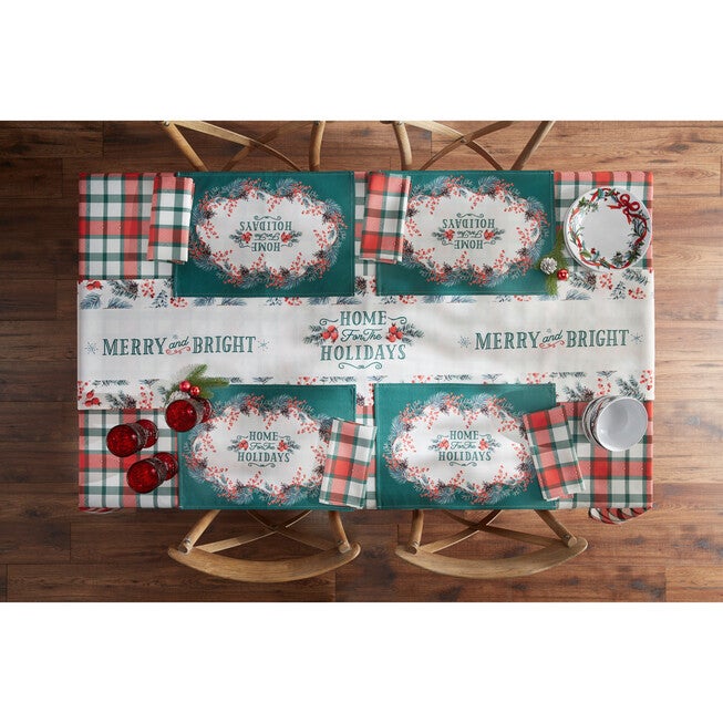 SET OF 4 Holiday Kitchen PLAID NAPKINS, PLAID, hi-res image number 0