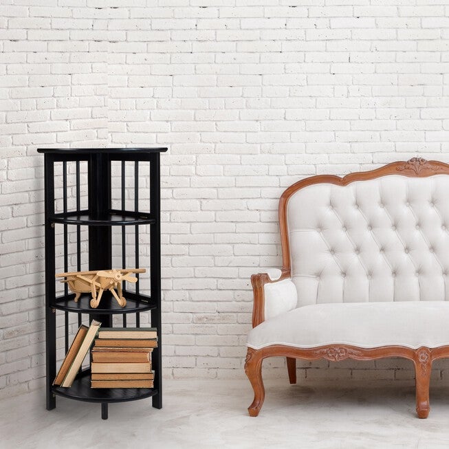 4-Shelf Corner Folding Bookcase-Black, , alternate image number 8