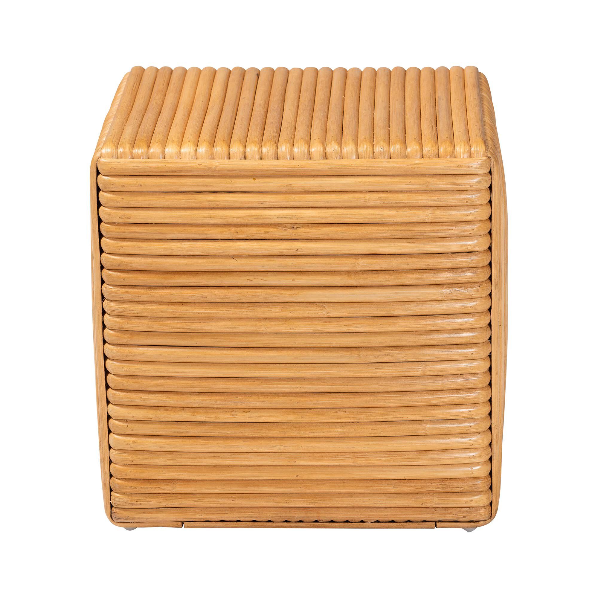 Karina Bohemian Light Honey Rattan Footstool, HONEY, alternate image number 3