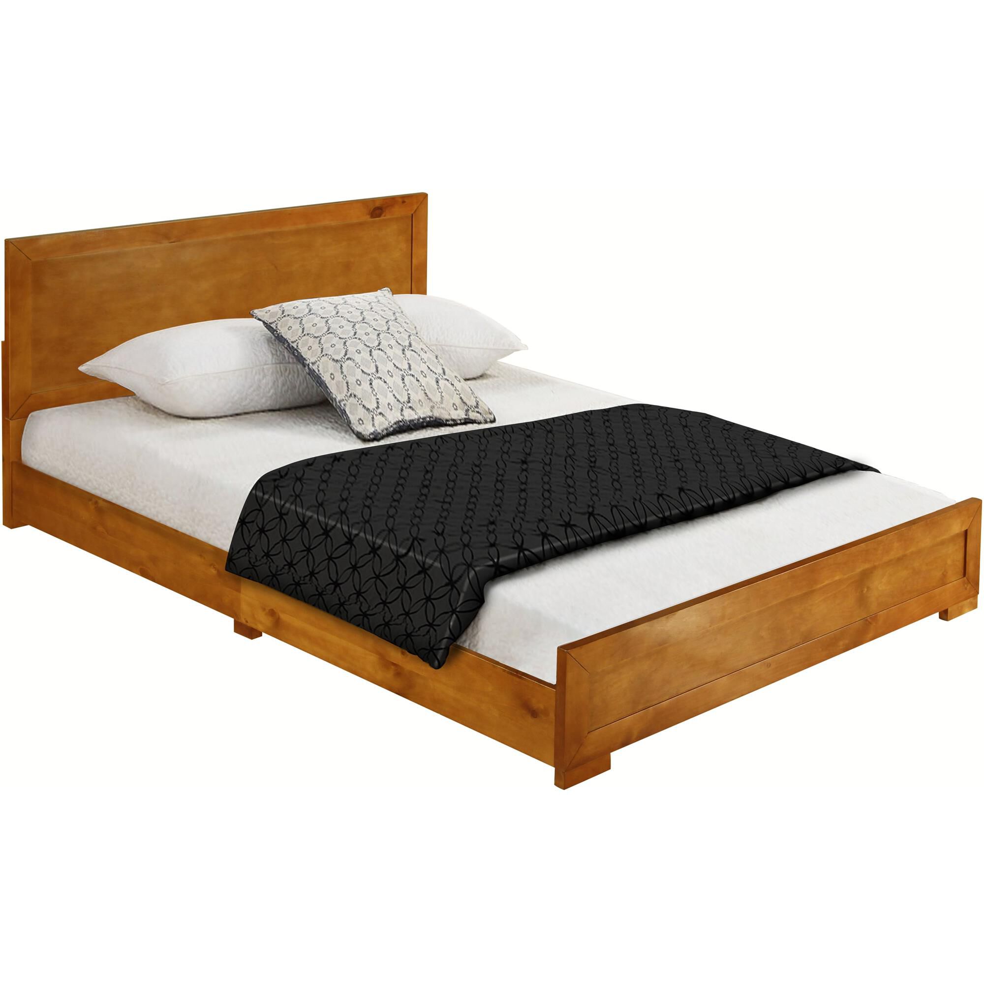 Trent Wooden Platform Bed in Black, Queen with 2 Nightstands, OAK, alternate image number 3