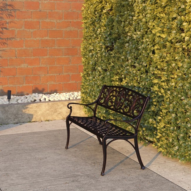 Decatur Cast-Aluminum Patio Bench, , alternate image number 3