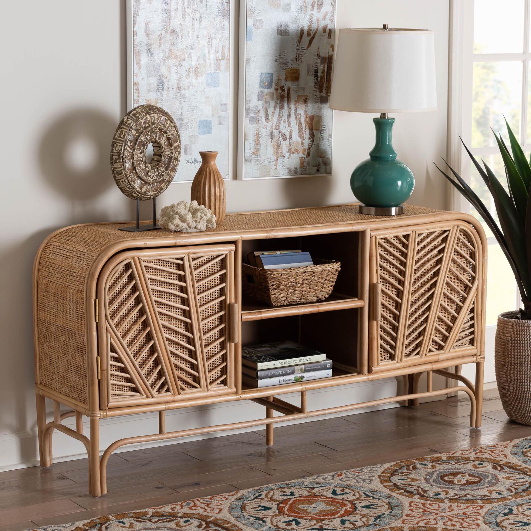Carabella Bohemian Natural Rattan 2-Door Storage Cabinet, , alternate image number 6