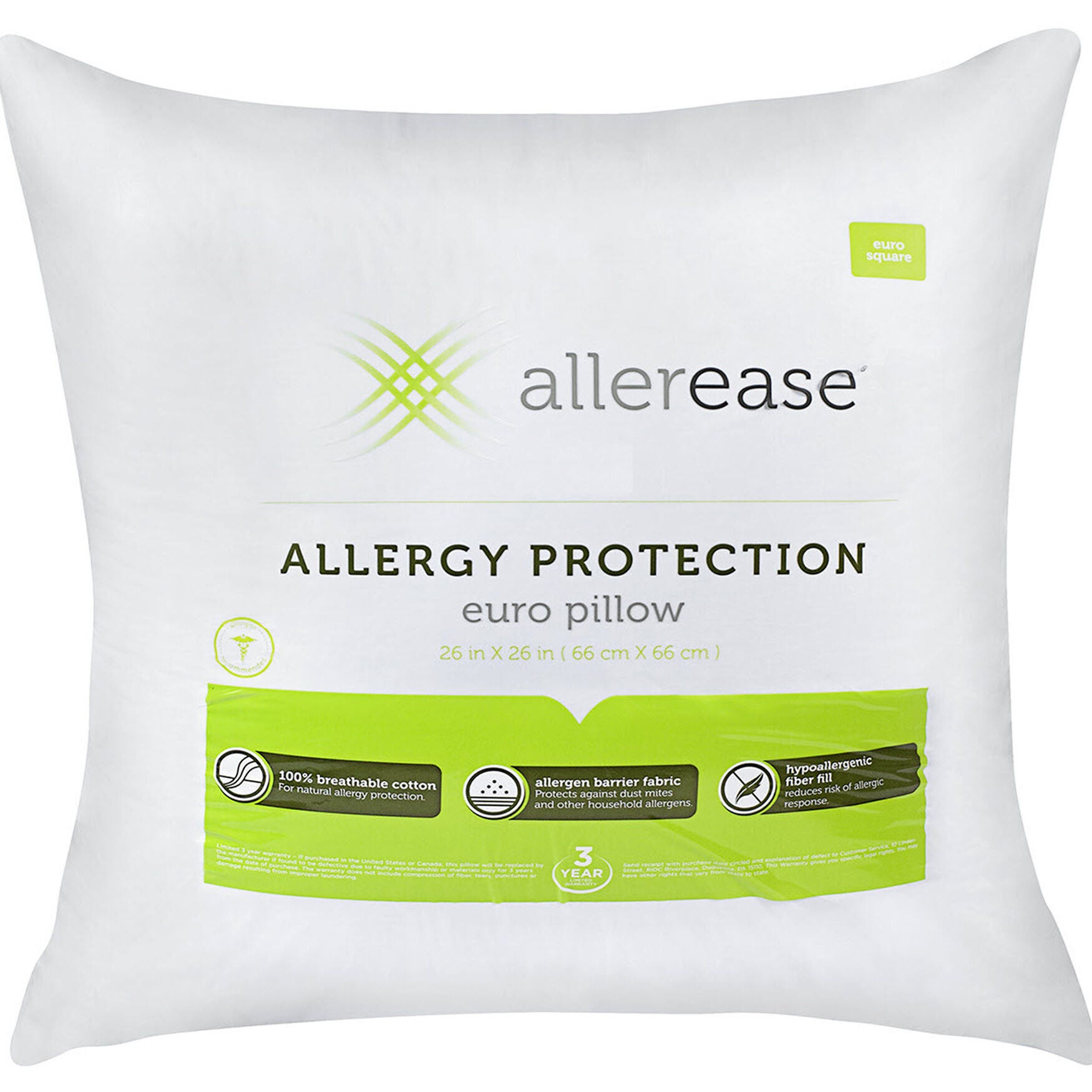 AllerEase Euro Pillow, WHITE, hi-res image number 0