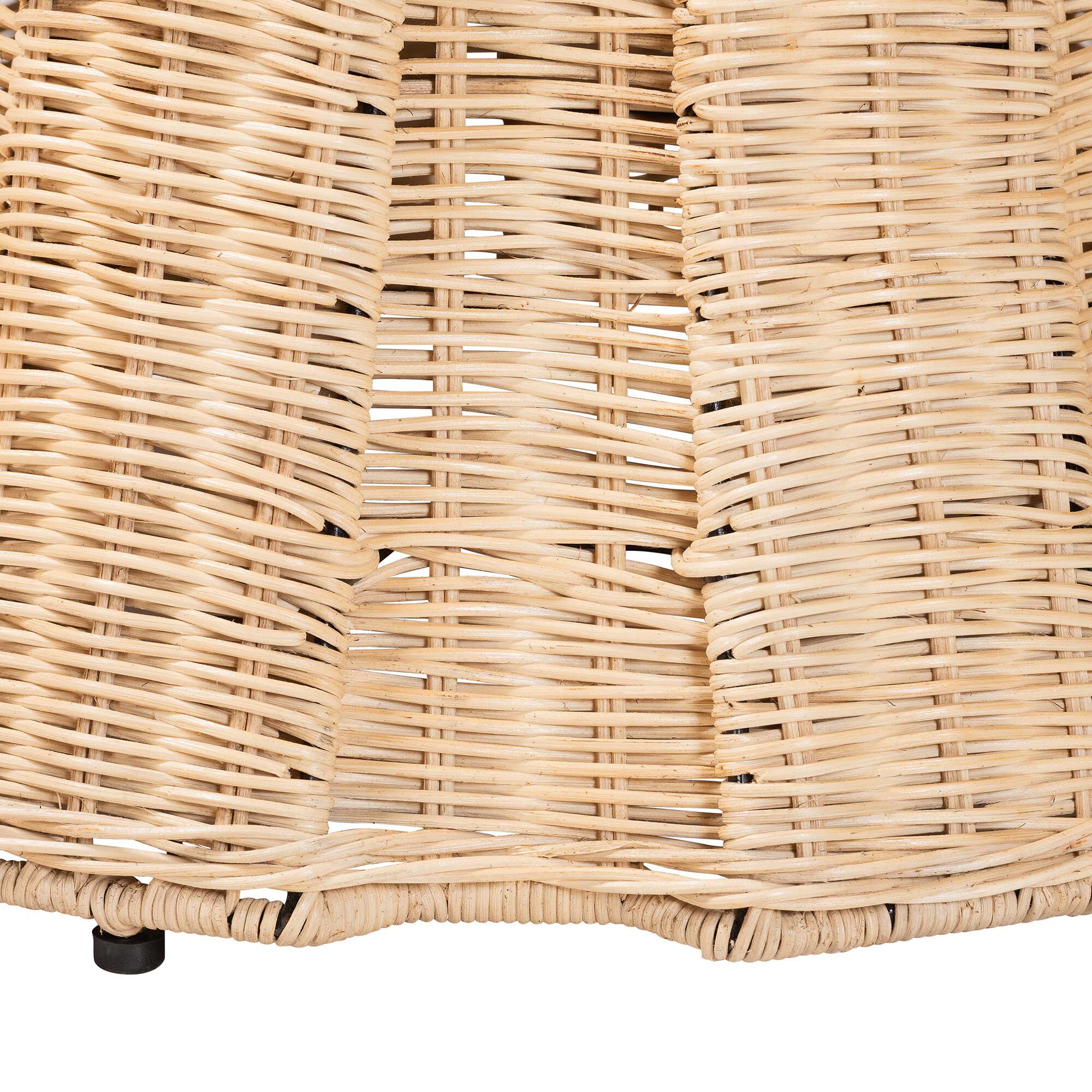 Ying Round Natural Rattan Ottoman with Cushion, BROWN, alternate image number 3