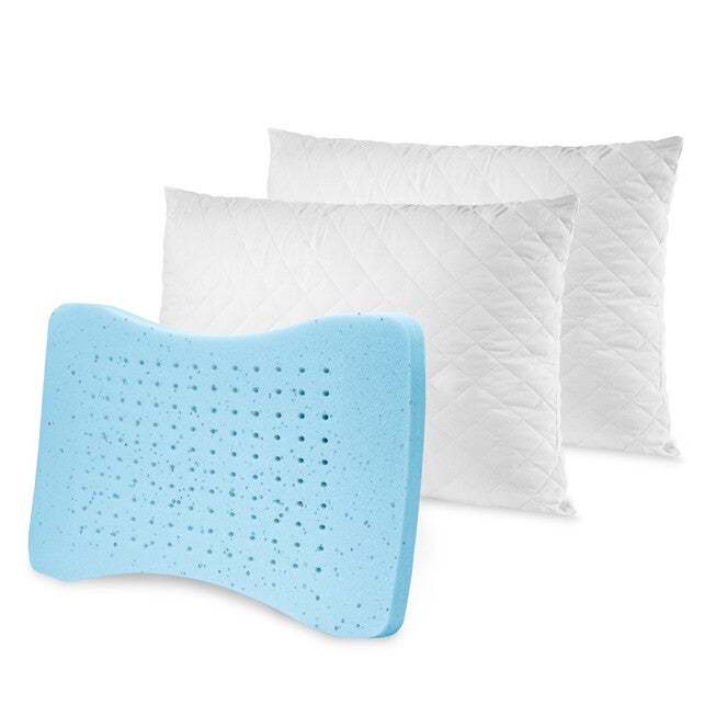 SensorPEDIC MemoryLOFT Deluxe Quilted Pillow with Gel-Infused Memory Foam Center - 2 Pack, WHITE, hi-res image number 0