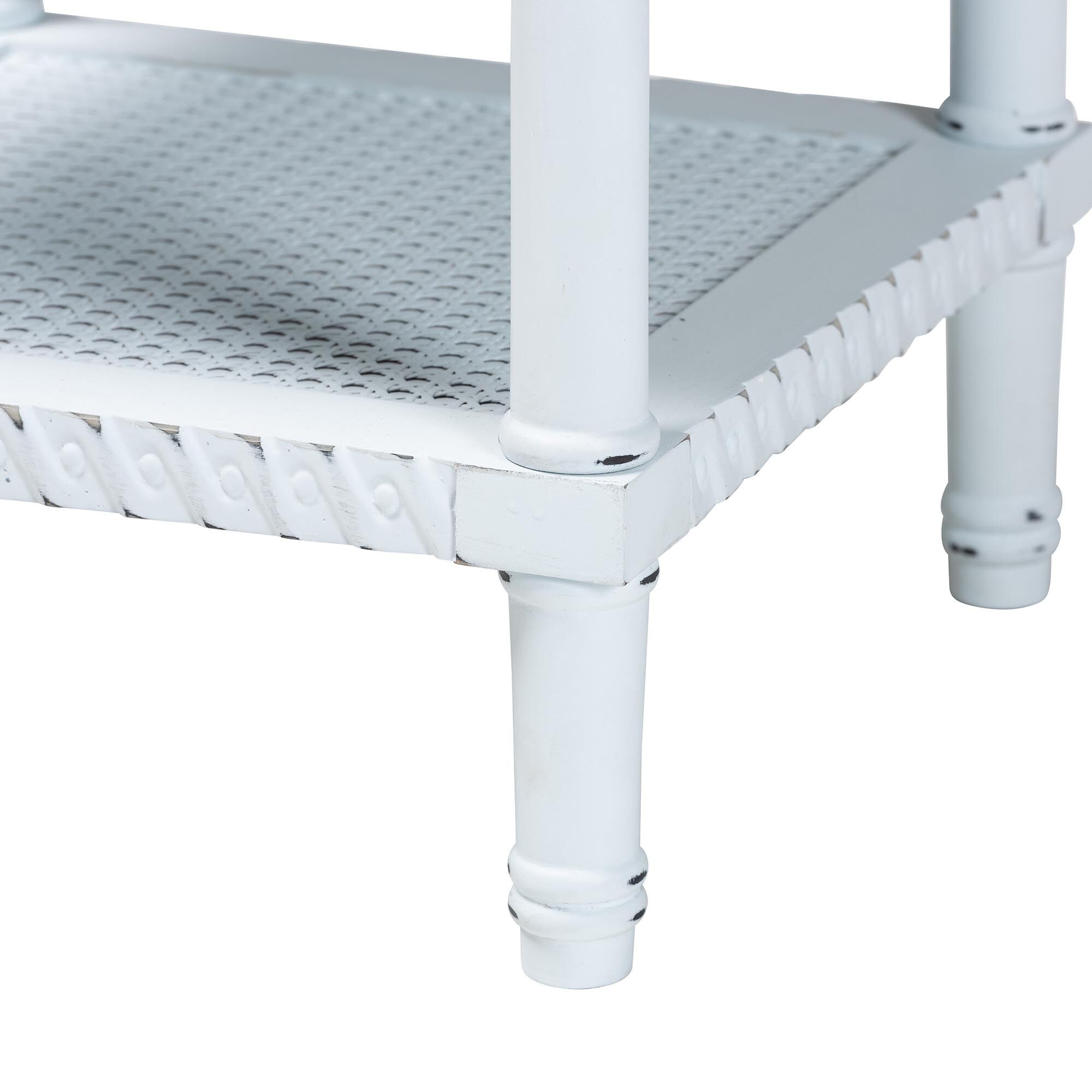 Jeanne Vintage Traditional White Wood End Table, WHITE, alternate image number 4