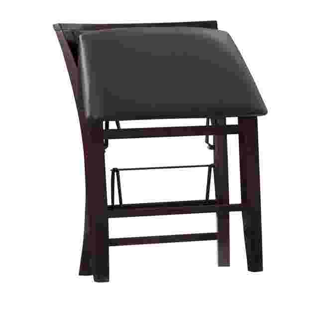 black folding bar stool with backrest folded down
