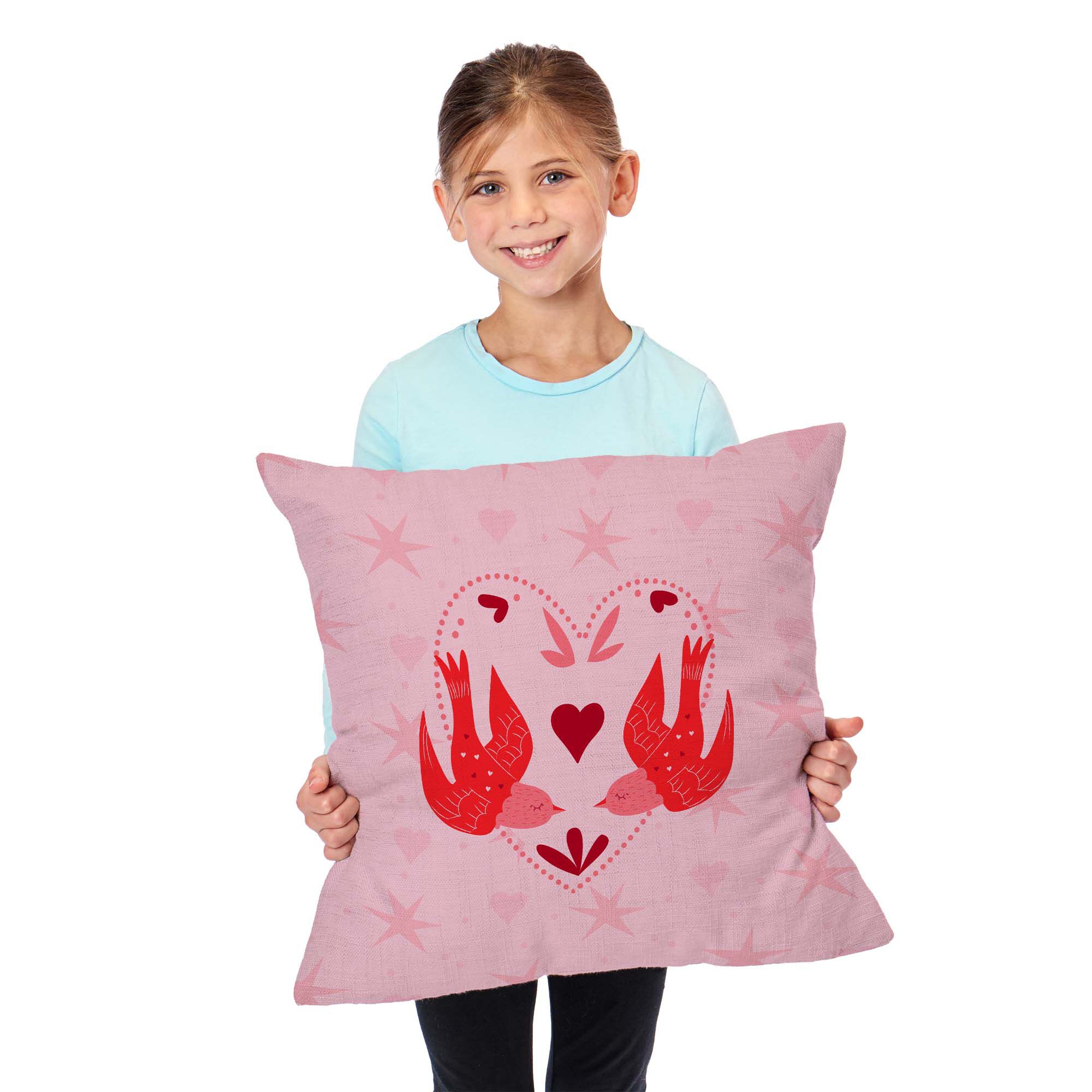 Valentine's Day Flying Birds Throw Pillow 18X18 Inches, FLYING BIRDS, alternate image number 2