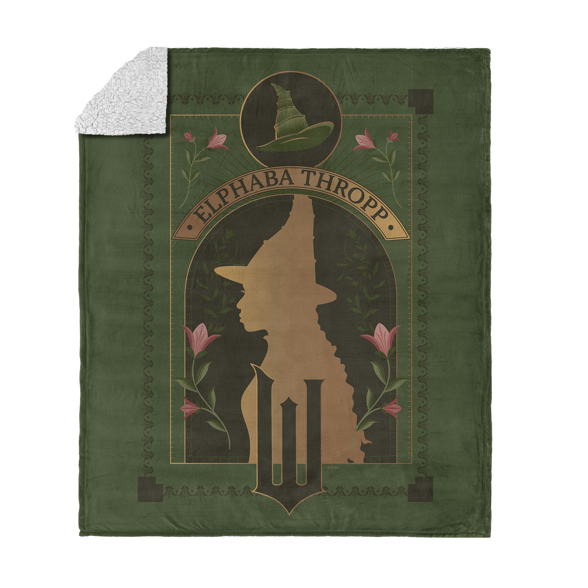 Wicked Elphaba Thropp Silk Touch Sherpa Throw Blanket 50x60 inches, GREEN, hi-res image number 0