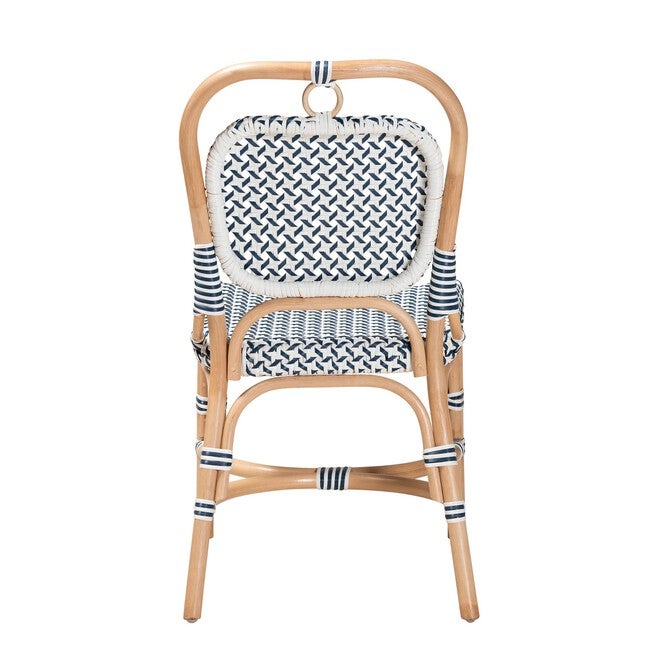 Luciana Modern French Blue And White Weaving Natural Rattan Bistro Chair, , alternate image number null