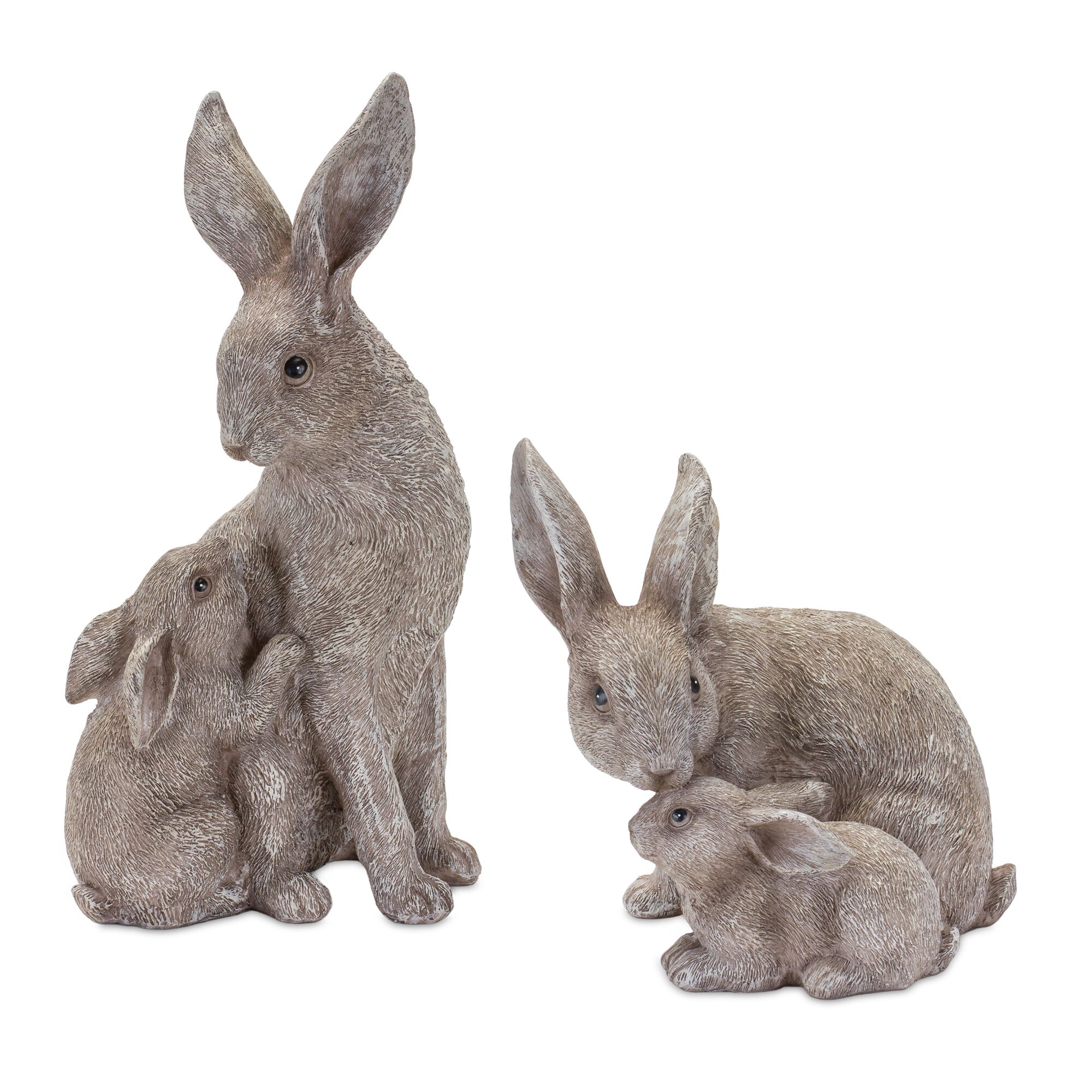 Rabbit with Bunny (Set of 2) 7 inchesH, 11 inchesH Resin, GREY, hi-res image number 0