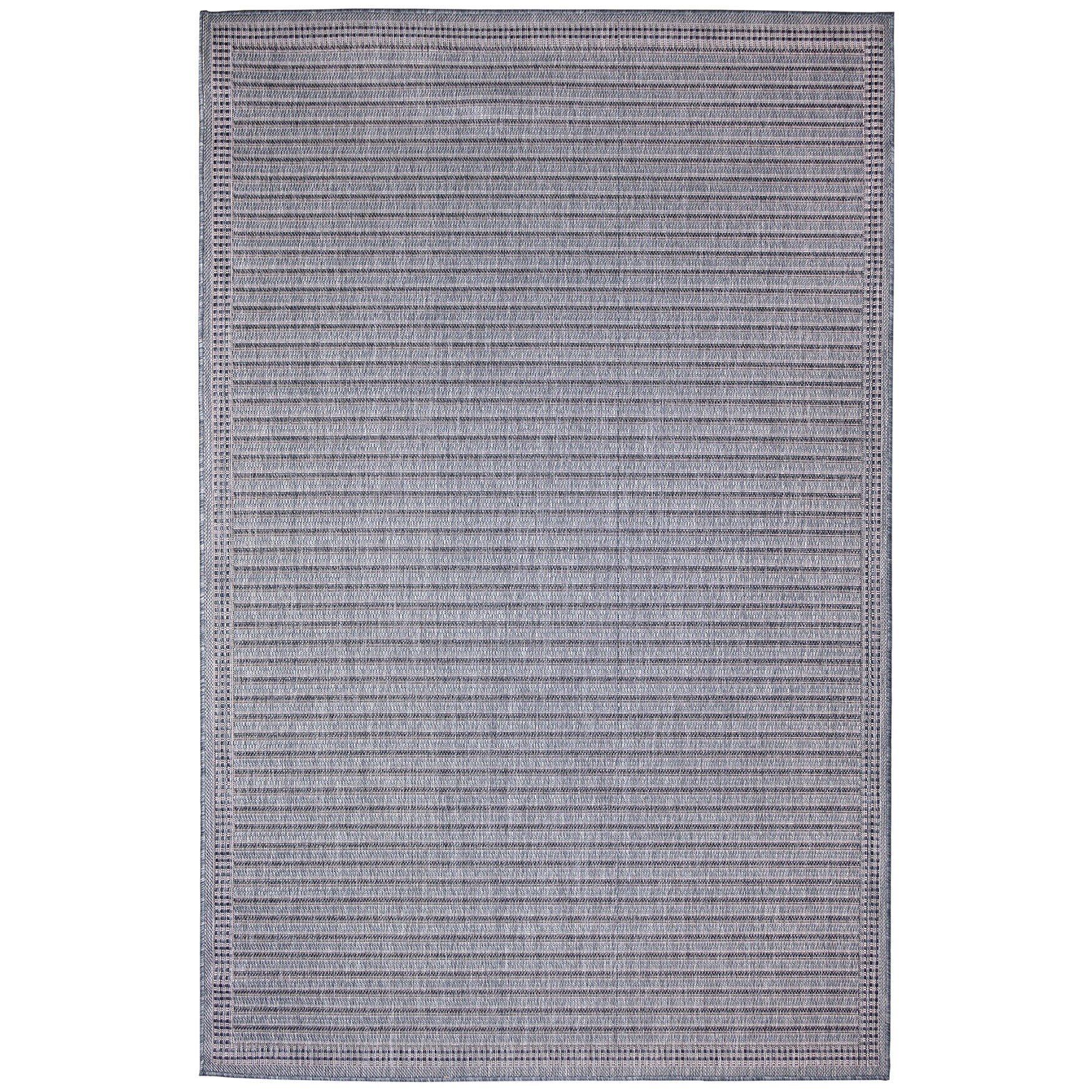 Malibu Simple Border Indoor/Outdoor Area Rug Charcoal, NAVY, hi-res image number 0
