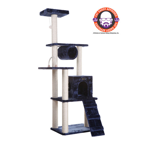 Real Wood 71" Cat Climbing Furniture Tower, NAVY, hi-res image number null