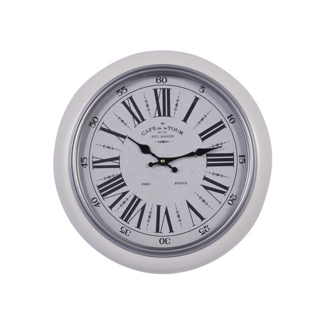White Farmhouse Metal Wall Clock, WHITE, hi-res image number null