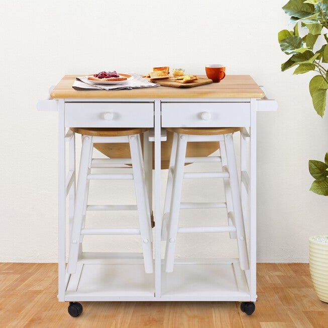 Breakfast Cart with Drop-Leaf Table-White, , alternate image number 8