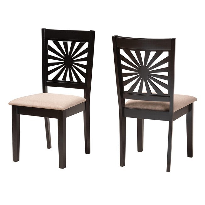 Olympia Modern Beige Fabric And Espresso Brown Finished Wood Dining Chair, BEIGE ESPRESSO BROWN, hi-res image number 0