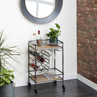 Brown Chinese Fir and Metal Industrial Bar Cart, 30x20x15, , alternate image number null