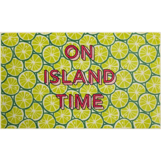 On Island Time Lime Green Kitchen Rug, LIME GREEN, hi-res image number 0