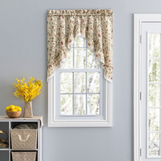 Cherries Curtain Ruffled Swag, NATURAL, hi-res image number null