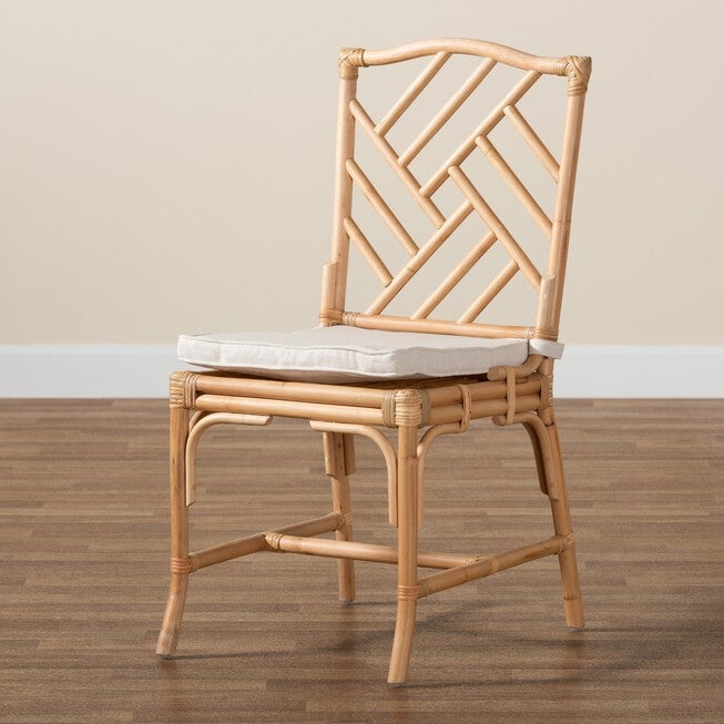 Rio Modern Bohemian Natural Brown Rattan Dining Chair, , alternate image number null