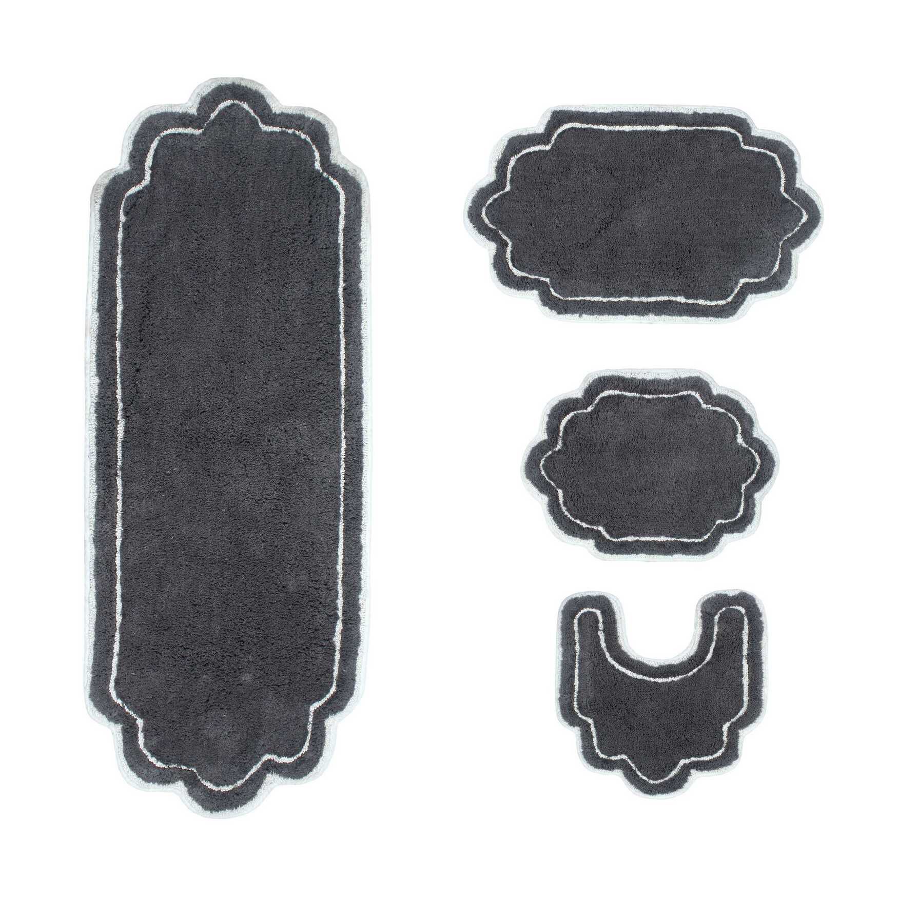 Allure 4 Piece Set Bath Rug Collection, DARK GREY, hi-res image number 0