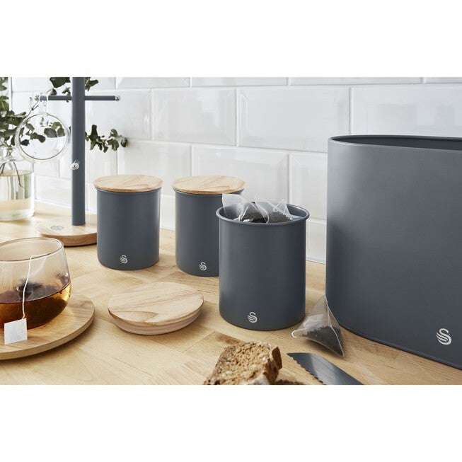 Nordic Set Of 3 Cannisters - Grey, , alternate image number 2