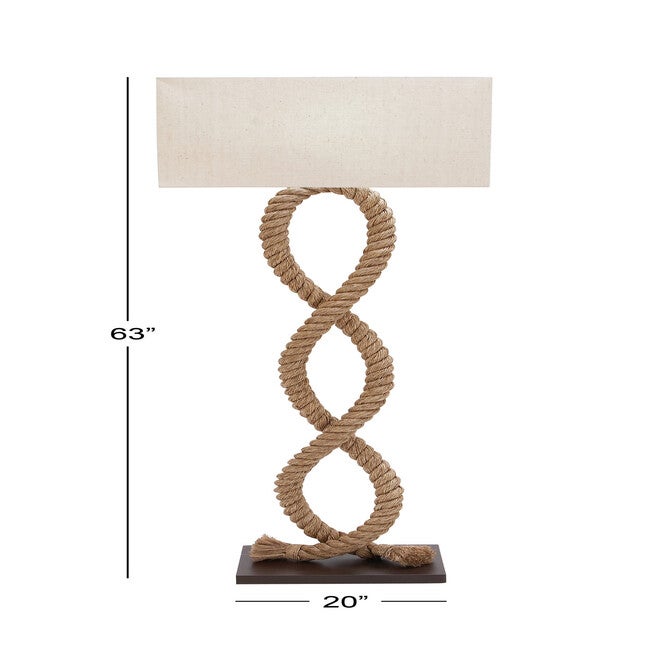 Brown Jute Rope And Iron Rustic Floor Lamp, , alternate image number 6