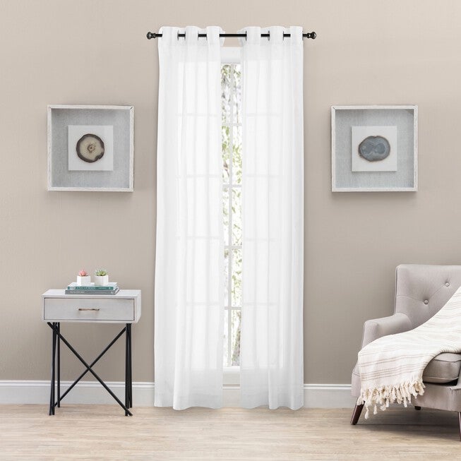 Tranquilty Curtain Grommet Panel Pair, WHITE, hi-res image number 0