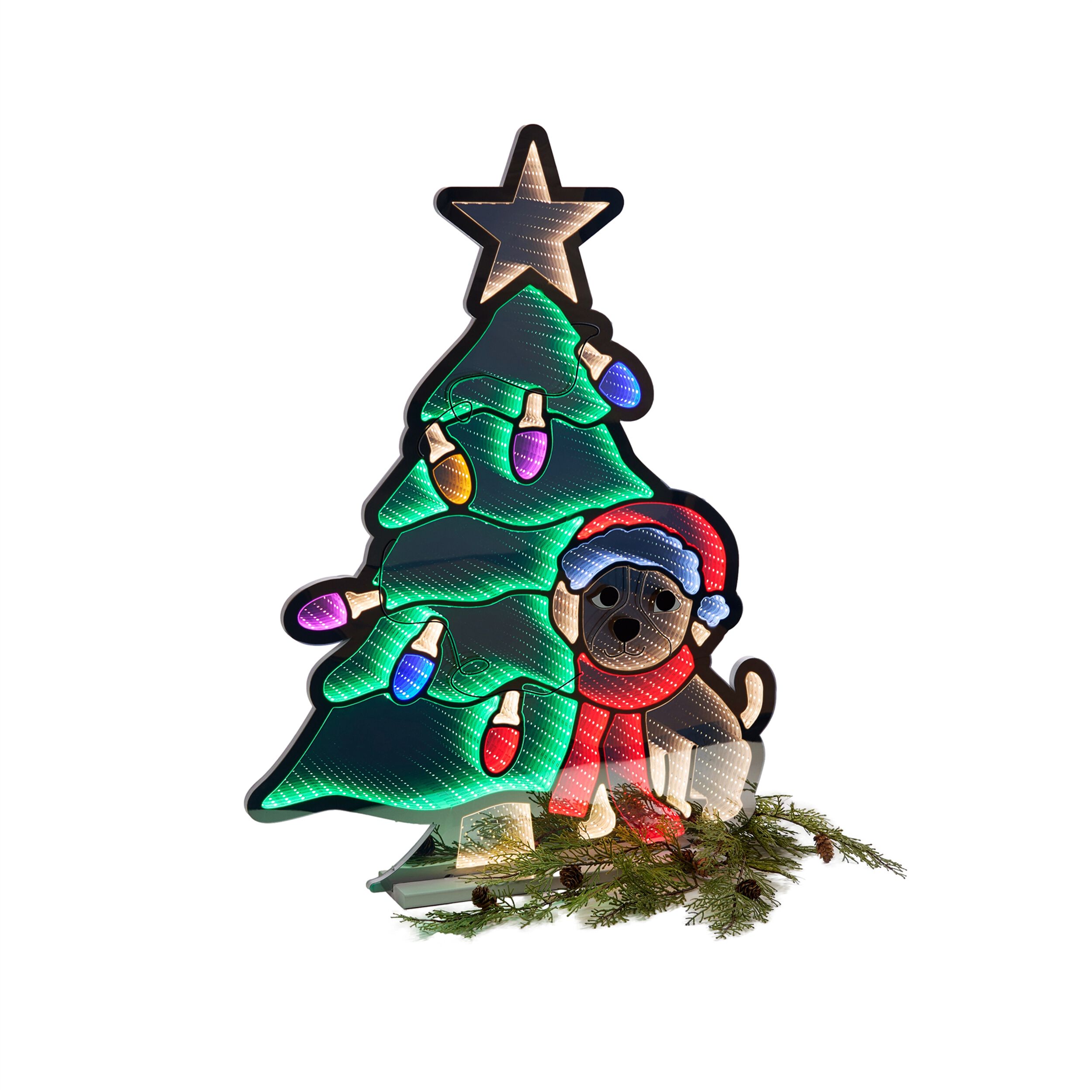 Puppy with Christmas Tree Ekkolight 35 inchesH, MULTICOLOR, alternate image number 3